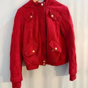 Allihop/ Anthropologie Women’s Quilted Red Bomber Jacket Size Large ECC